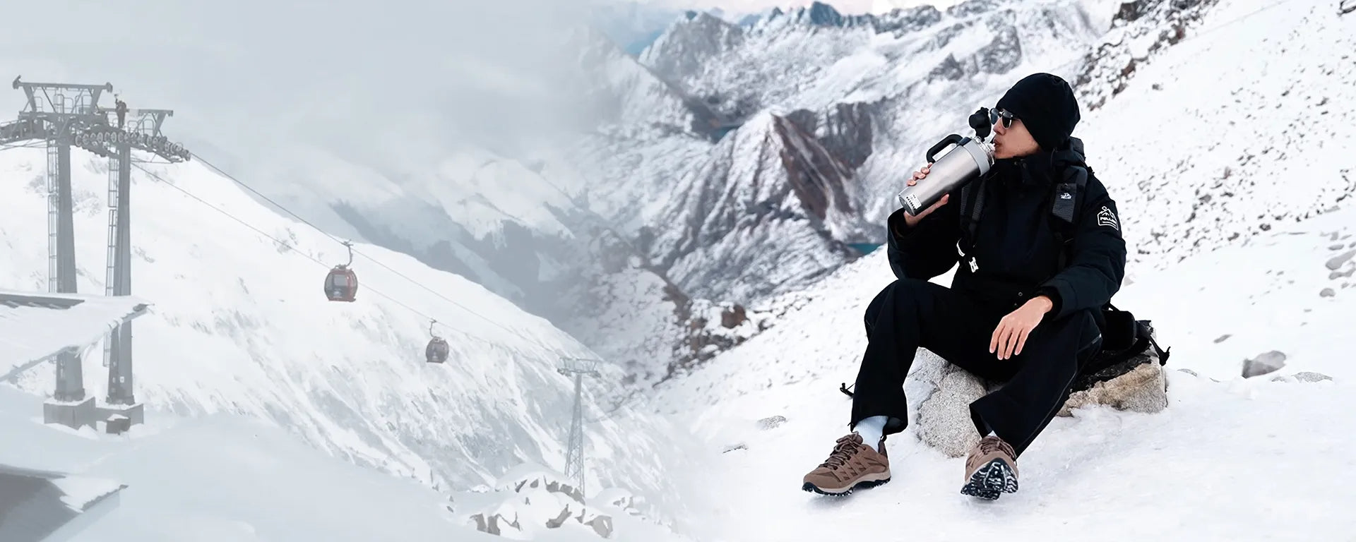 โหลดวิดีโอ: TKK2032 stainless steel tumbler used by a customer during a snowy mountain adventure in China.