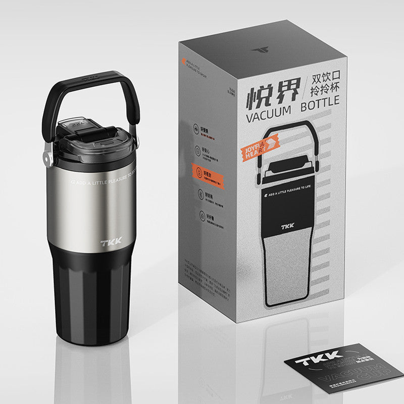 TKK แก้วน้ำเก็บความเย็น 700ml สำหรับใส่กาแฟ สแตนเลส 316 เคลือบเซรามิค พร้อมหลอดดูดและยกดื่ม  2in1 (Copy)