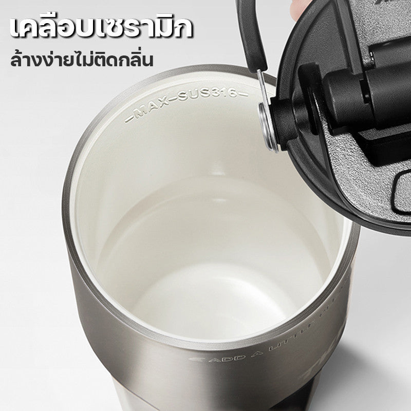 TKK แก้วน้ำเก็บความเย็น 700ml สำหรับใส่กาแฟ สแตนเลส 316 เคลือบเซรามิค พร้อมหลอดดูดและยกดื่ม  2in1 (Copy)