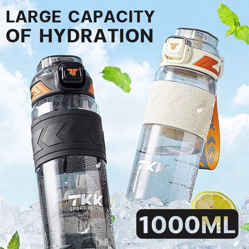 TKK ขวดน้ำ 1000ml พร้อมหลอดดูด ยกดื่ม 2in1 วัสดุ tritan bpa free ความจุใหญ่ พกพาง่าย คว่ำได้กันรั่ว