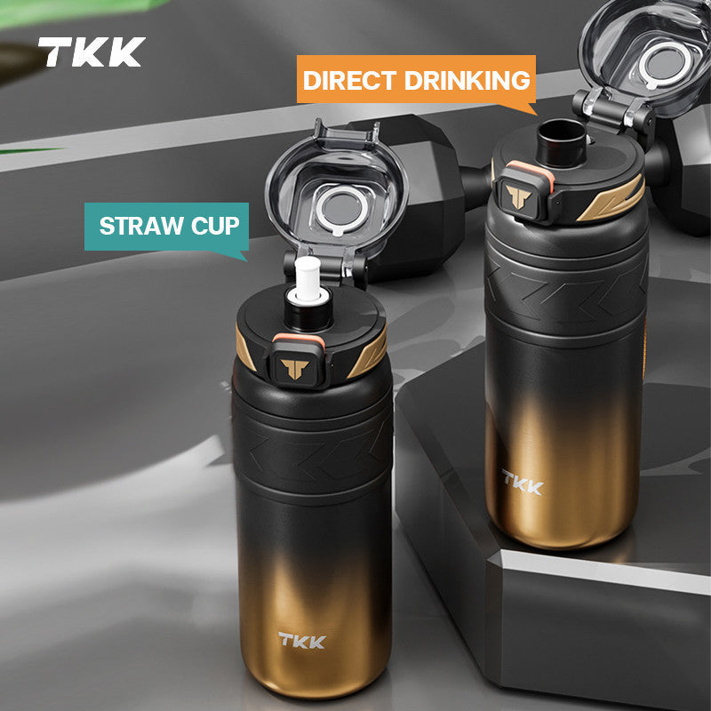 TKK กระติกน้ำเก็บความเย็น 24oz สูญญากาศ สแตนเลส SUS316 พร้อมหลอดดูด ใช้ยกดื่มได้ Insulated Tumbler