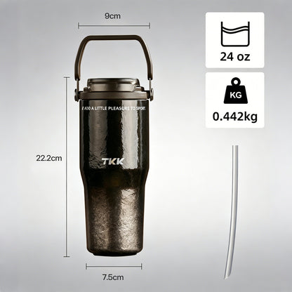 TKK 4002 แก้วไทเทเนียมแท้ 700ml น้ำหนักเบา ไม่ดูดกลิ่น เก็บร้อนเย็น พร้อมหลอด 2in1 Titanium Water Bottle