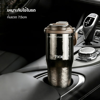 TKK 4002 แก้วไทเทเนียมแท้ 700ml น้ำหนักเบา ไม่ดูดกลิ่น เก็บร้อนเย็น พร้อมหลอด 2in1 Titanium Water Bottle