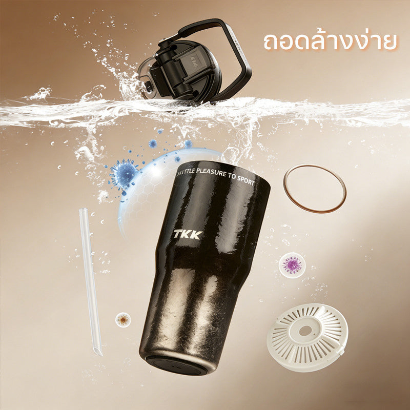TKK 4002 แก้วไทเทเนียมแท้ 700ml น้ำหนักเบา ไม่ดูดกลิ่น เก็บร้อนเย็น พร้อมหลอด 2in1 Titanium Water Bottle