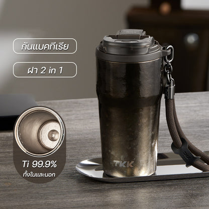 TKK แก้วไทเทเนียมแท้ 630ml Ti บริสุทธิ์ 99.9% กระติกน้ำเก็บเย็น เพื่อสุขภาพ สำหรับ แกแฟ เครื่องดื่ม