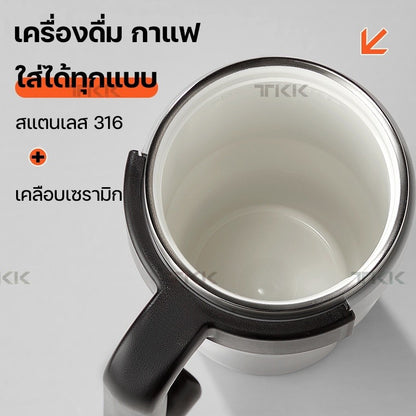 TKK แก้วเก็บความเย็น 1200ml พร้อมหลอดดูด แก้วกาแฟเคลือบเซรามิก กระติกน้ำแบบมีหูจับ สแตนเลส 316