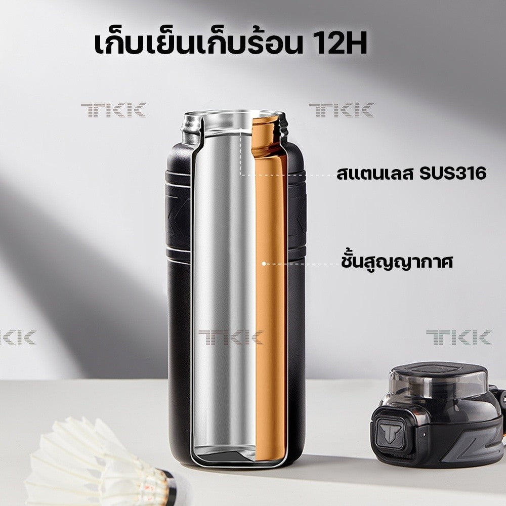 TKK กระติกน้ำเก็บความเย็น 24oz สูญญากาศ สแตนเลส SUS316 พร้อมหลอดดูด ใช้ยกดื่มได้ Insulated Tumbler