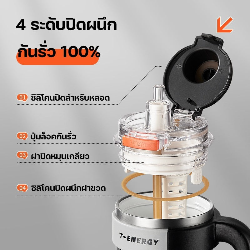 TKK แก้วเก็บความเย็น 1200ml สแตนเลส 316 เคลือบเซรามิก แก้วกาแฟปากกว้าง ล้างง่าย เก็บร้อนเก็บเย็น