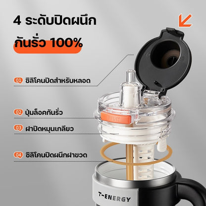 TKK แก้วเก็บความเย็น 1200ml สแตนเลส 316 เคลือบเซรามิก แก้วกาแฟปากกว้าง ล้างง่าย เก็บร้อนเก็บเย็น