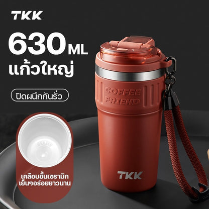 แก้วสเตนเลสเก็บอุณหภูมิ TKK2023 ขนาด 630 มล. เคลือบเซรามิก พร้อมฝาปิดสองรูปแบบ