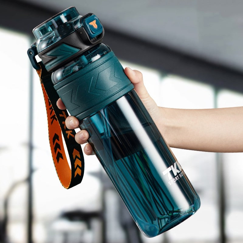 TKK ขวดน้ำ 1000ml พร้อมหลอดดูด ยกดื่ม 2in1 วัสดุ tritan bpa free ความจุใหญ่ พกพาง่าย คว่ำได้กันรั่ว